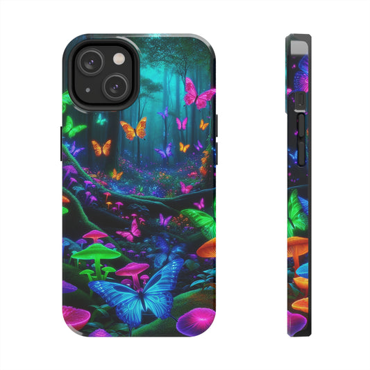 Neon Dreamy Kaleidoscope Mushrooms & Butterflies Tough Phone Case