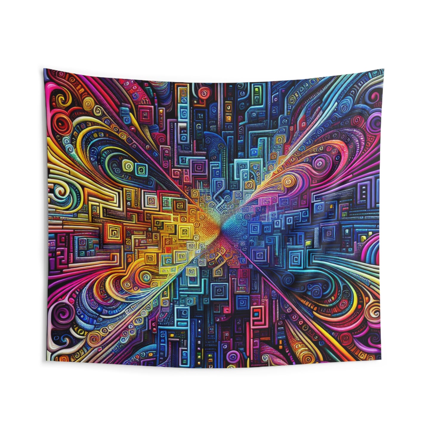 Electric Throbbing Prismatic Visions. Infinity Patterns Art Tapestry
