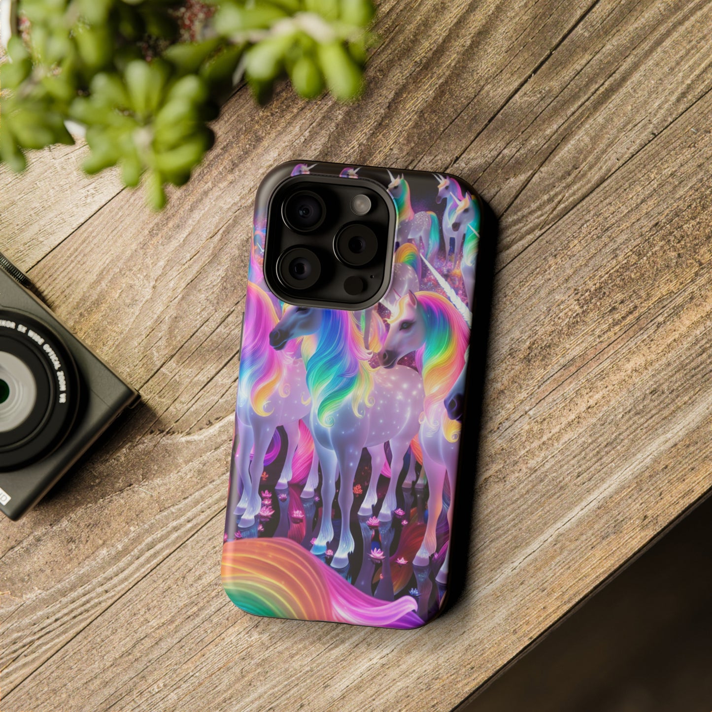 Neon Wonderland Unicorns Neon Unicorns Premium Art Magsafe Magnet Tough IPhone 13 14 15 Pro Plus Max and Mini in Matte and Glossy Phone cases