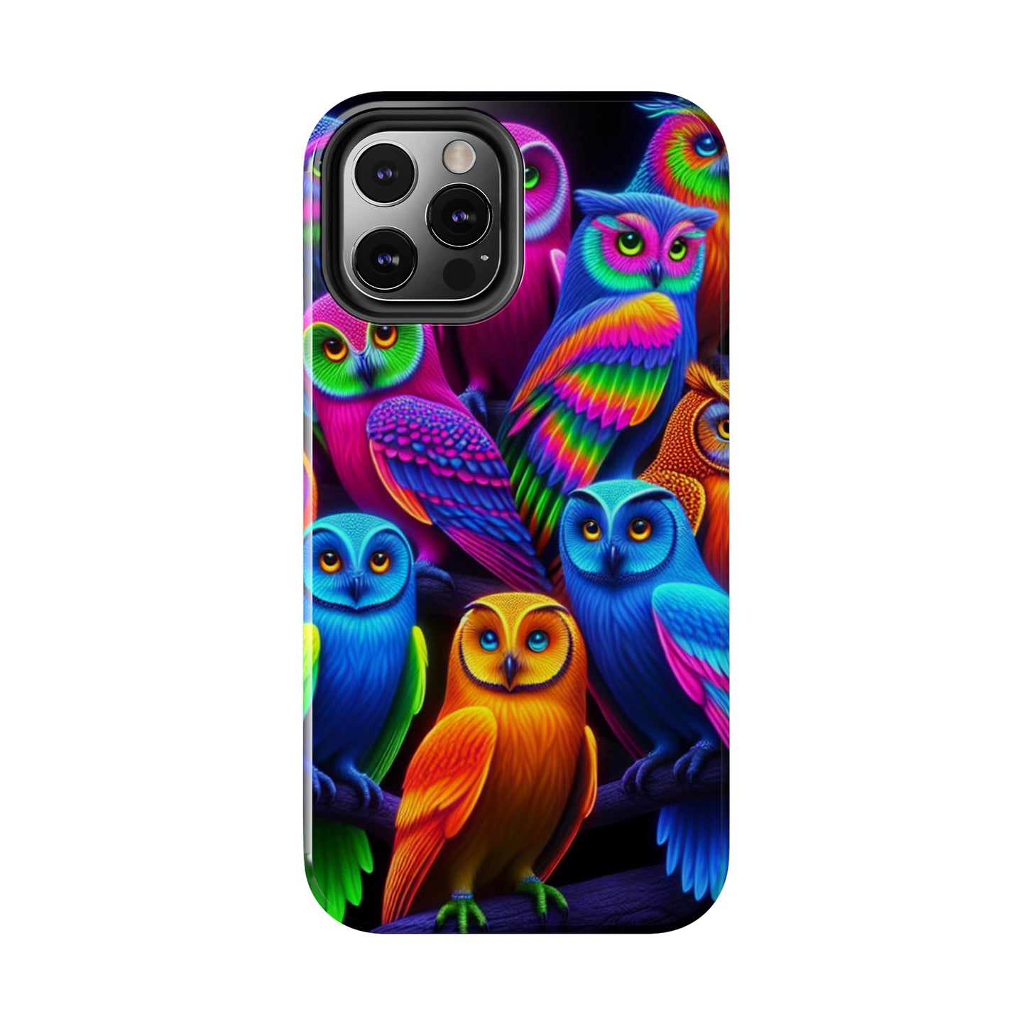 "Electric Vivid Night Owls" NEON Owls Tough Phone Case