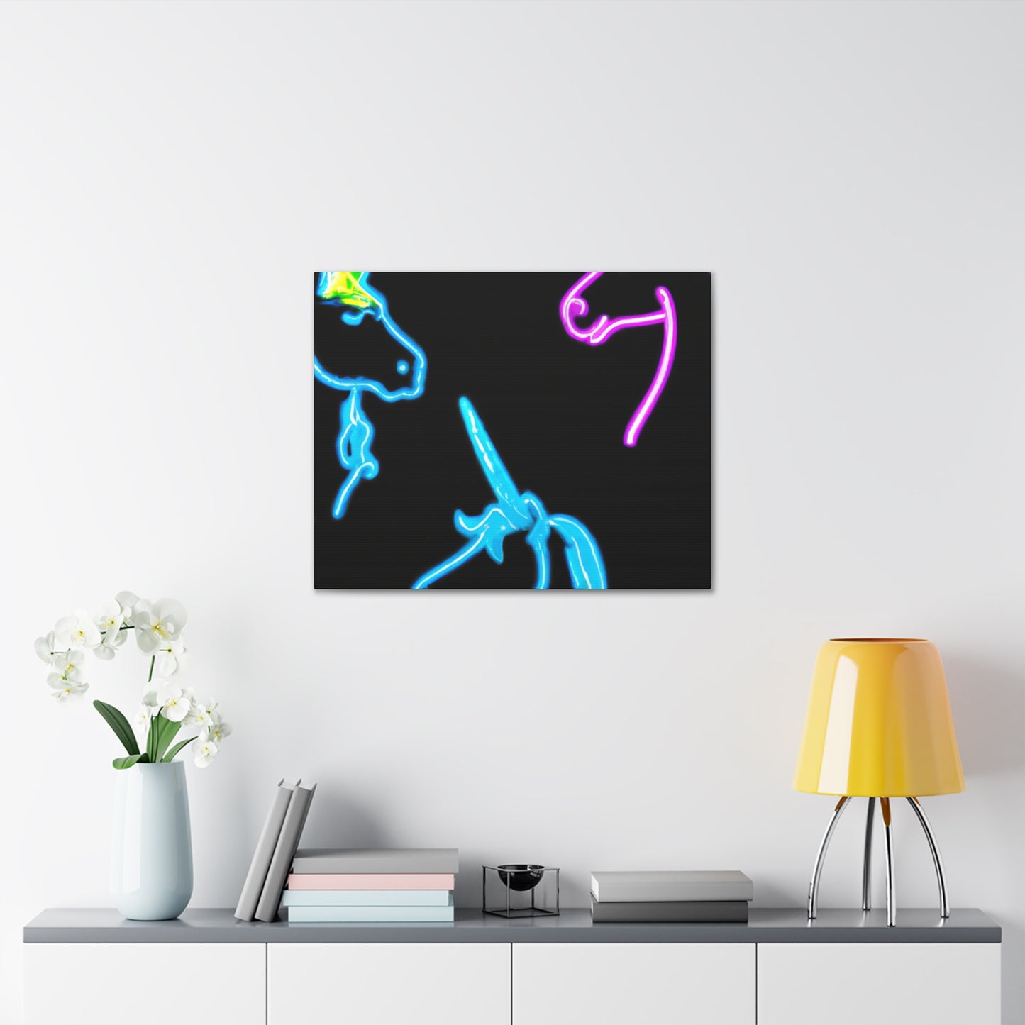 Vibrant Neon Fantasy NEON Unicorns Art Canvas