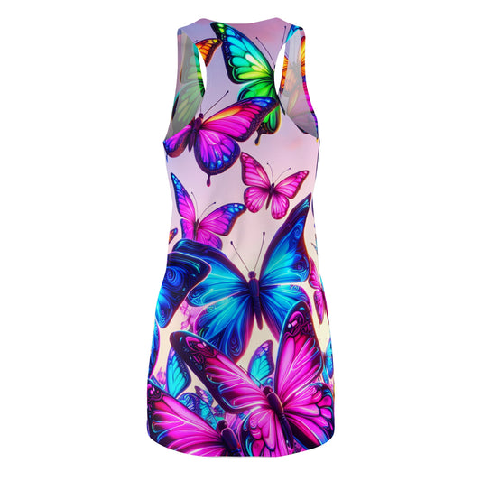 "Spectral Flutterflies" Neon Butterflies  Racerback Dress