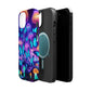 Neon Delight Landscape Neon Butterflies and Mushrooms Premium Art Magsafe Magnet Tough IPhone 13 14 15 Pro Plus Max and Mini in Matte and Glossy Phone cases