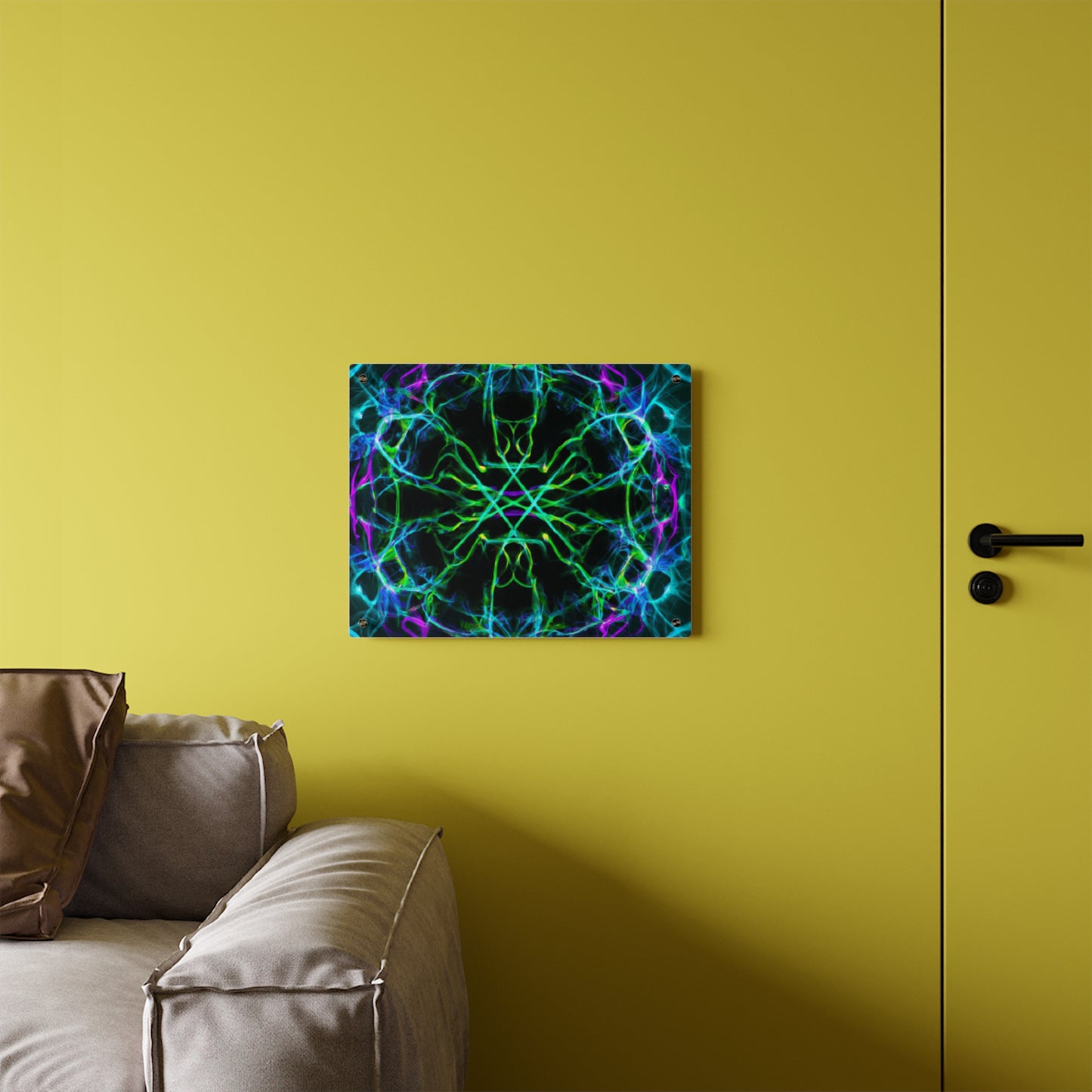 Neon Infinity Maze. Trippy Infinity Patterns Acrylic Art Panel