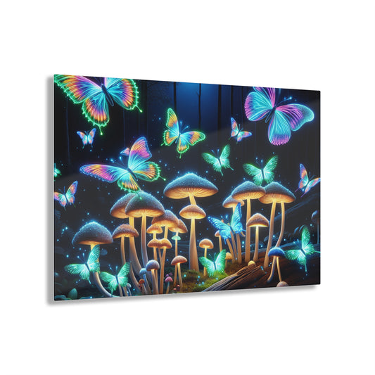 "Neon Dreamscapes" Butterflies & Mushrooms 1/4" Glossy Acrylic Art