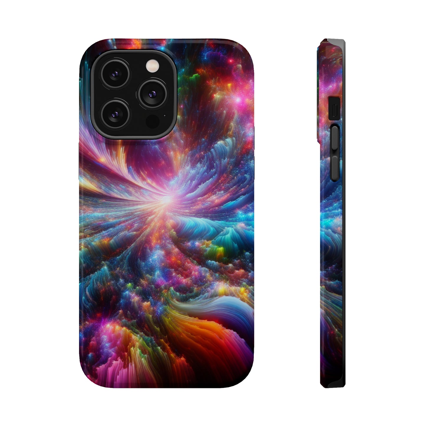 Neon Infinity Chromadrift. Neon Trippy Infinity Patterns Premium Art Magsafe Magnet Tough IPhone 13 14 15 Pro Plus Max and Mini in Matte and Glossy Phone cases