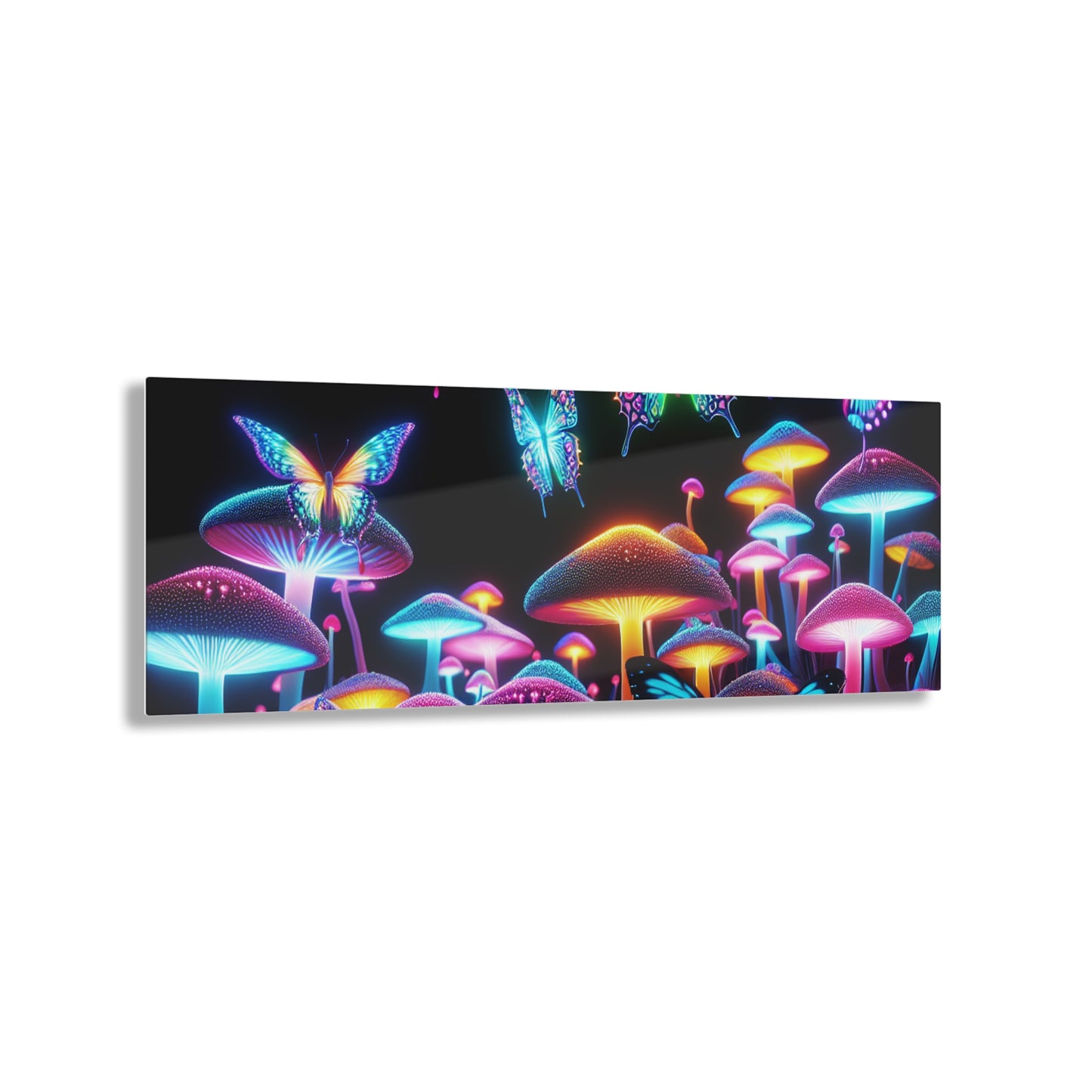 "Neon Splendor". Butterflies & Mushrooms 1/4" Glossy Acrylic Art