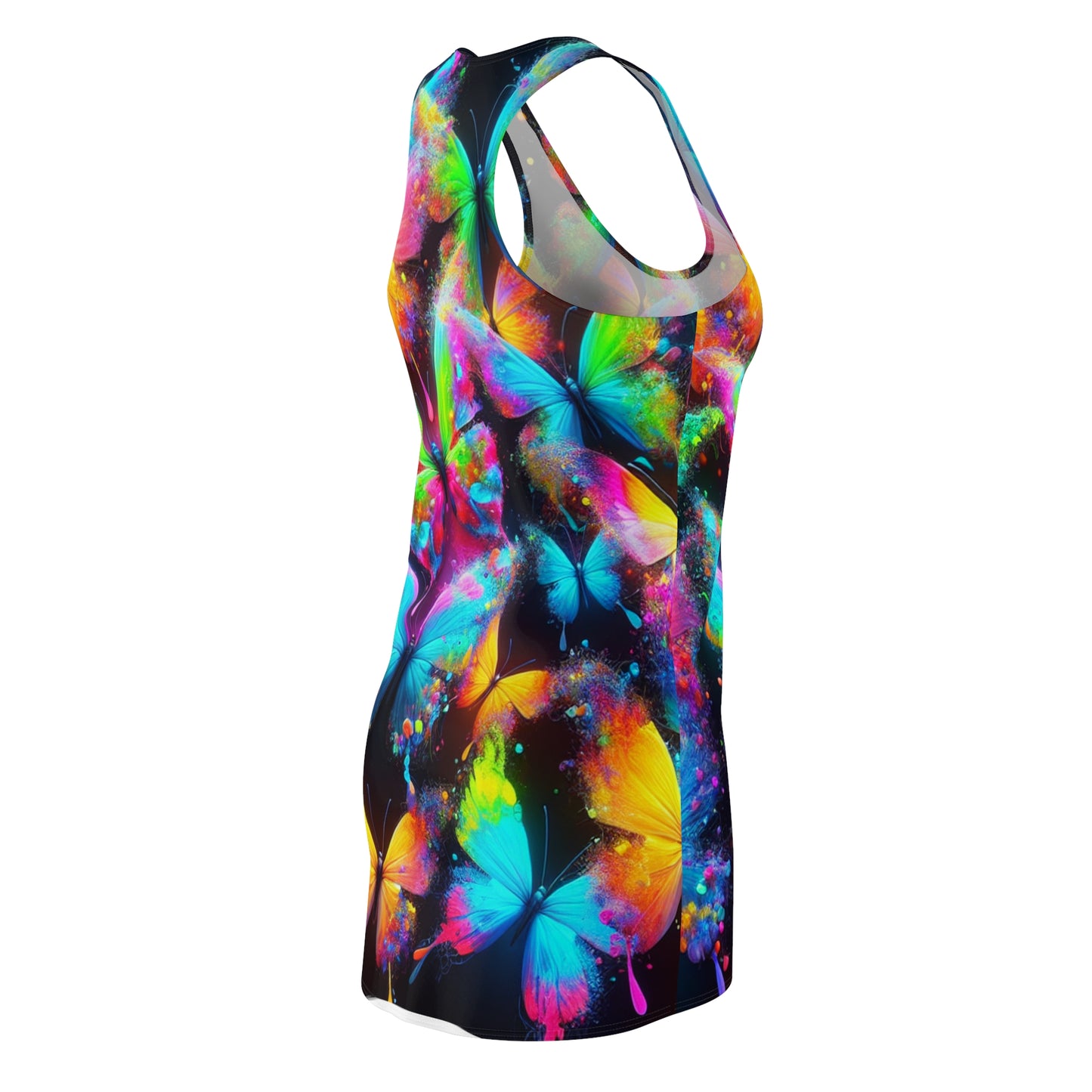 Neon Swarm Spectrum Neon Butterflies  Racerback Dress