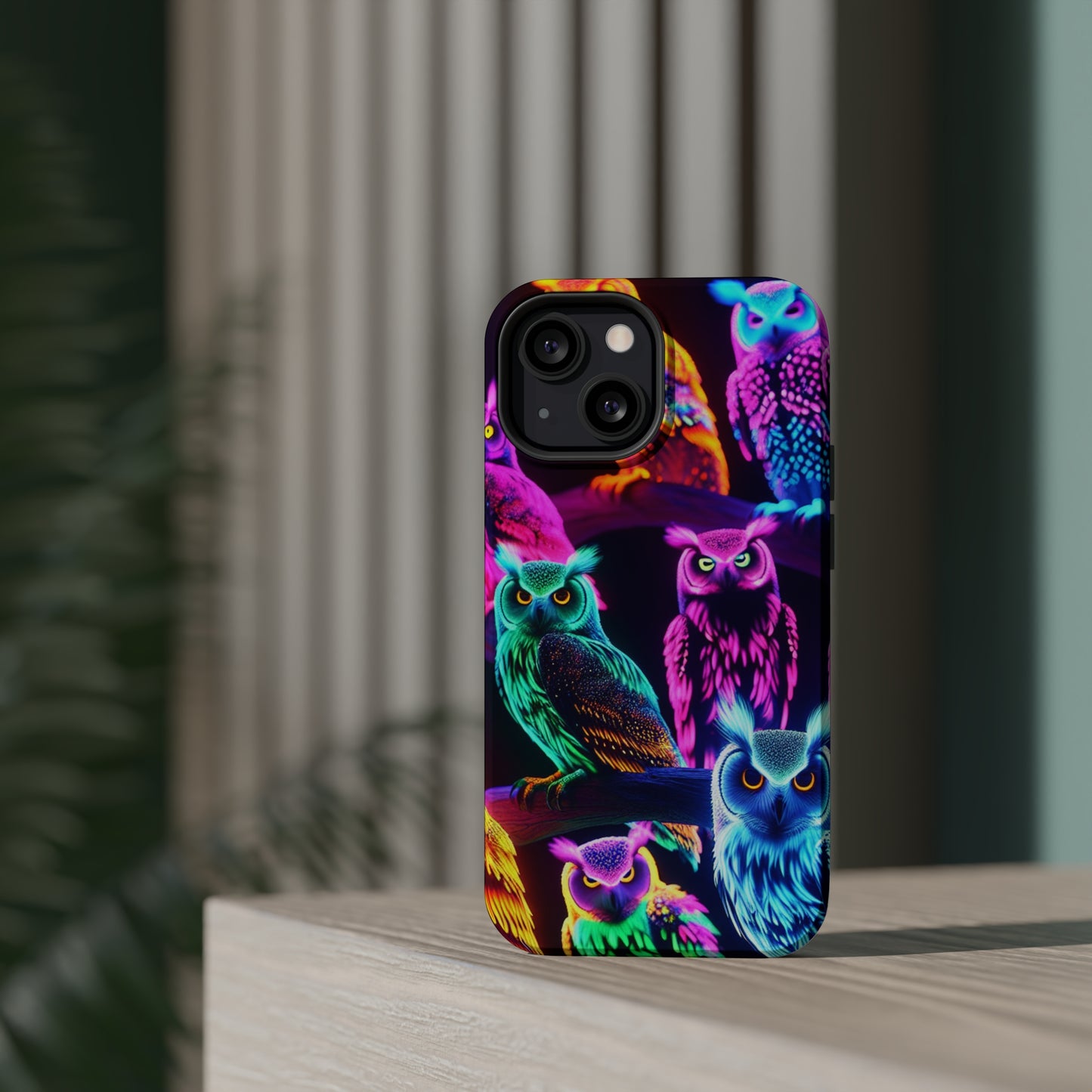 Neon Night Owls. Neon Owls Premium Art Magsafe Magnet Tough IPhone 13 14 15 Pro Plus Max and Mini in Matte and Glossy Phone cases