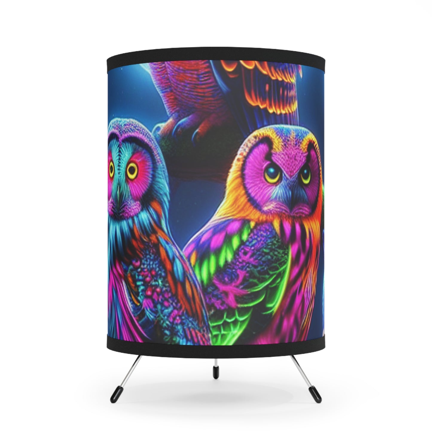 Neon Nocturne. - NEON Owls Art Tripod Lamp