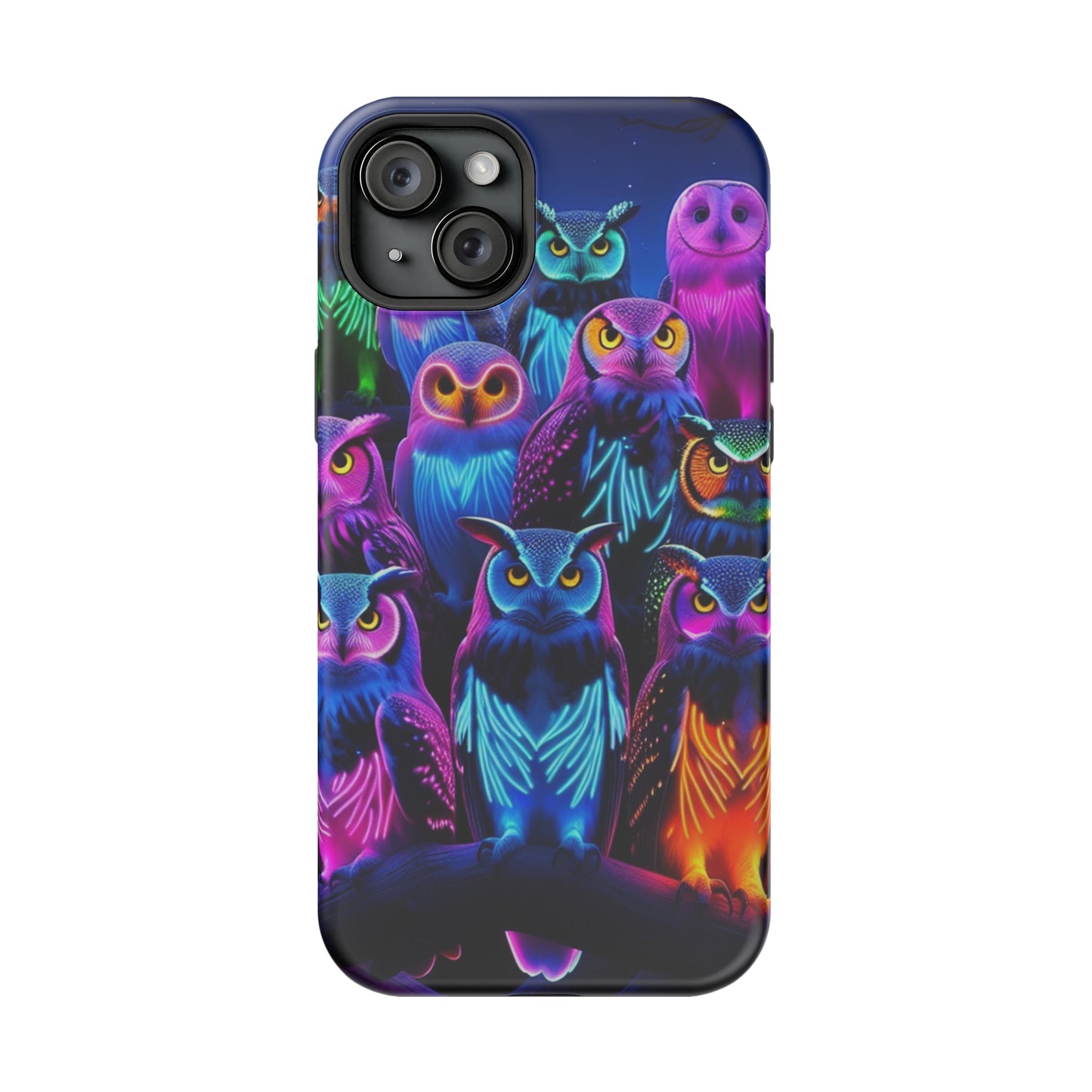 Neon Nocturne Owls. Neon Owls Premium Art Magsafe Magnet Tough IPhone 13 14 15 Pro Plus Max and Mini in Matte and Glossy Phone cases
