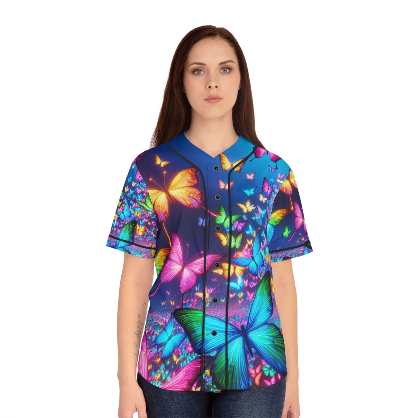 Neon Flutterbubbles. Neon Butterflies Womans Jersey