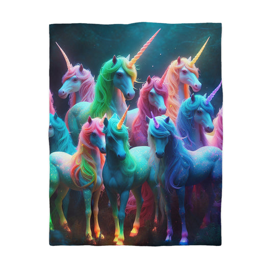 Giovanni da Guido - NEON Unicorns Microfiber Duvet Cover