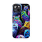 'Flock of Electric Flamses' NEON Owls Tough Phone Case