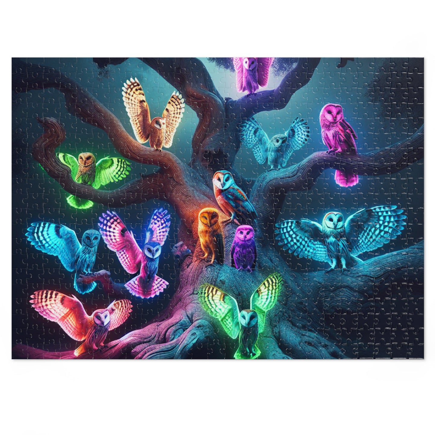Neon Owlery - Neon Owls Puzzle 30, 110, 252, and 1000 Pieces