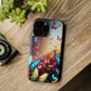 "Neon Butterfly Blooms" Neon Butterflies Premium Art Magsafe Magnet Tough IPhone 13 14 15 Pro Plus Max and Mini in Matte and Glossy Phone cases
