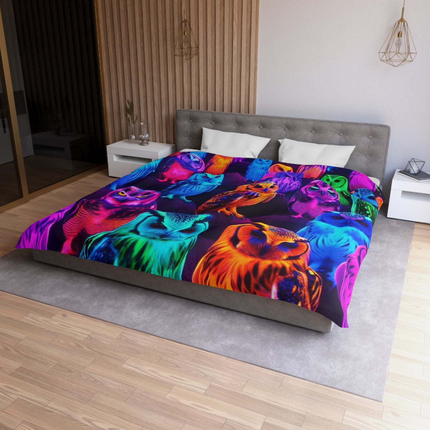 Giovanni di Guido - NEON Owls Microfiber Duvet Cover