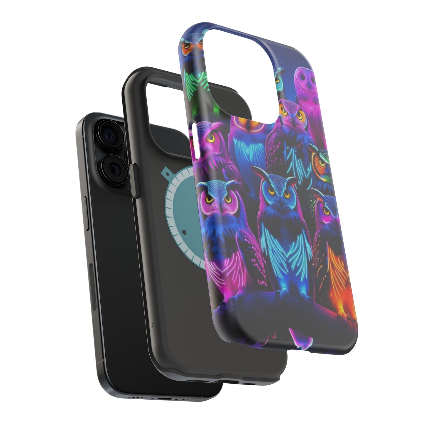 Neon Nocturne Owls. Neon Owls Premium Art Magsafe Magnet Tough IPhone 13 14 15 Pro Plus Max and Mini in Matte and Glossy Phone cases