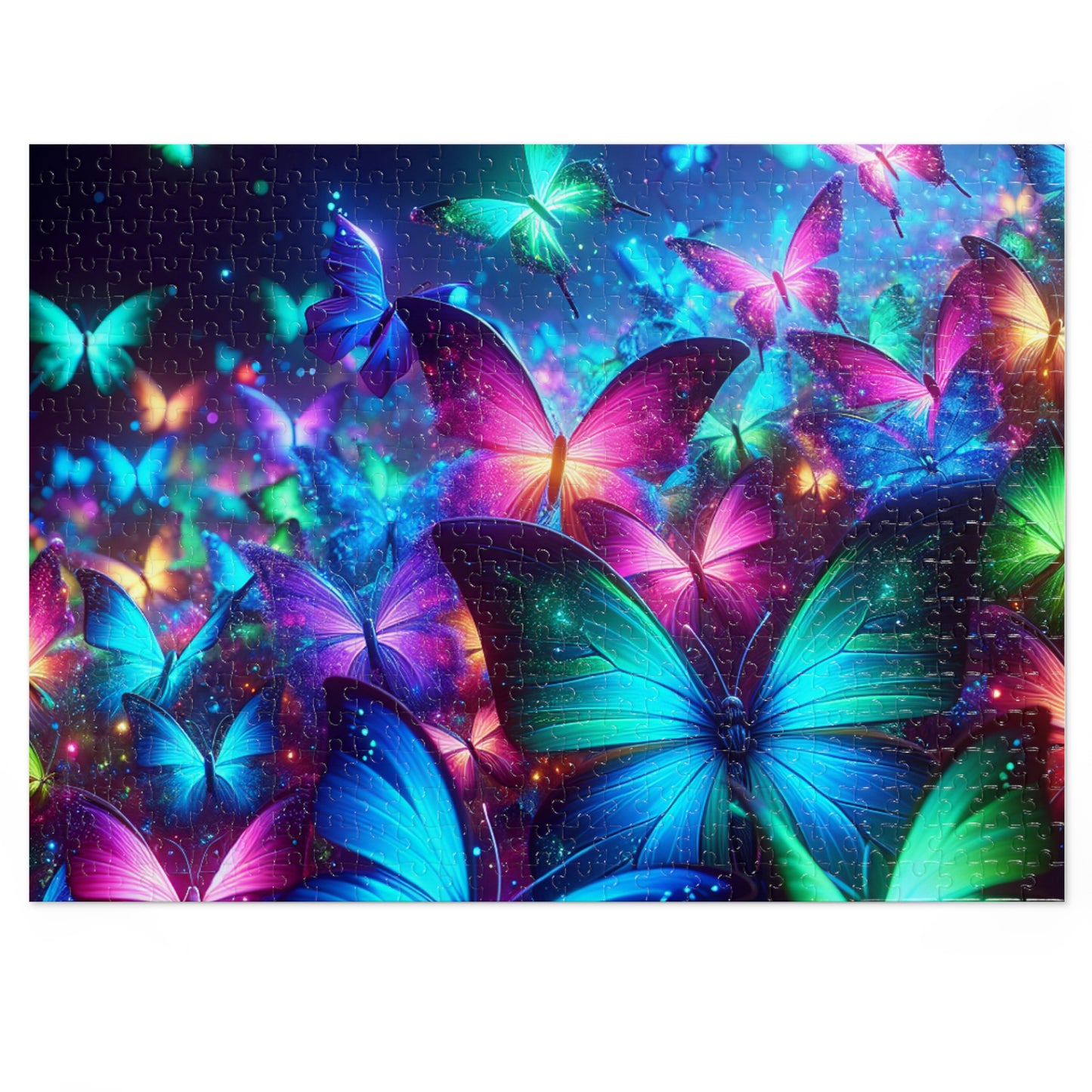 Neon Flutter. - Neon Butterflies Puzzle30, 110, 252, and 1000 Pieces