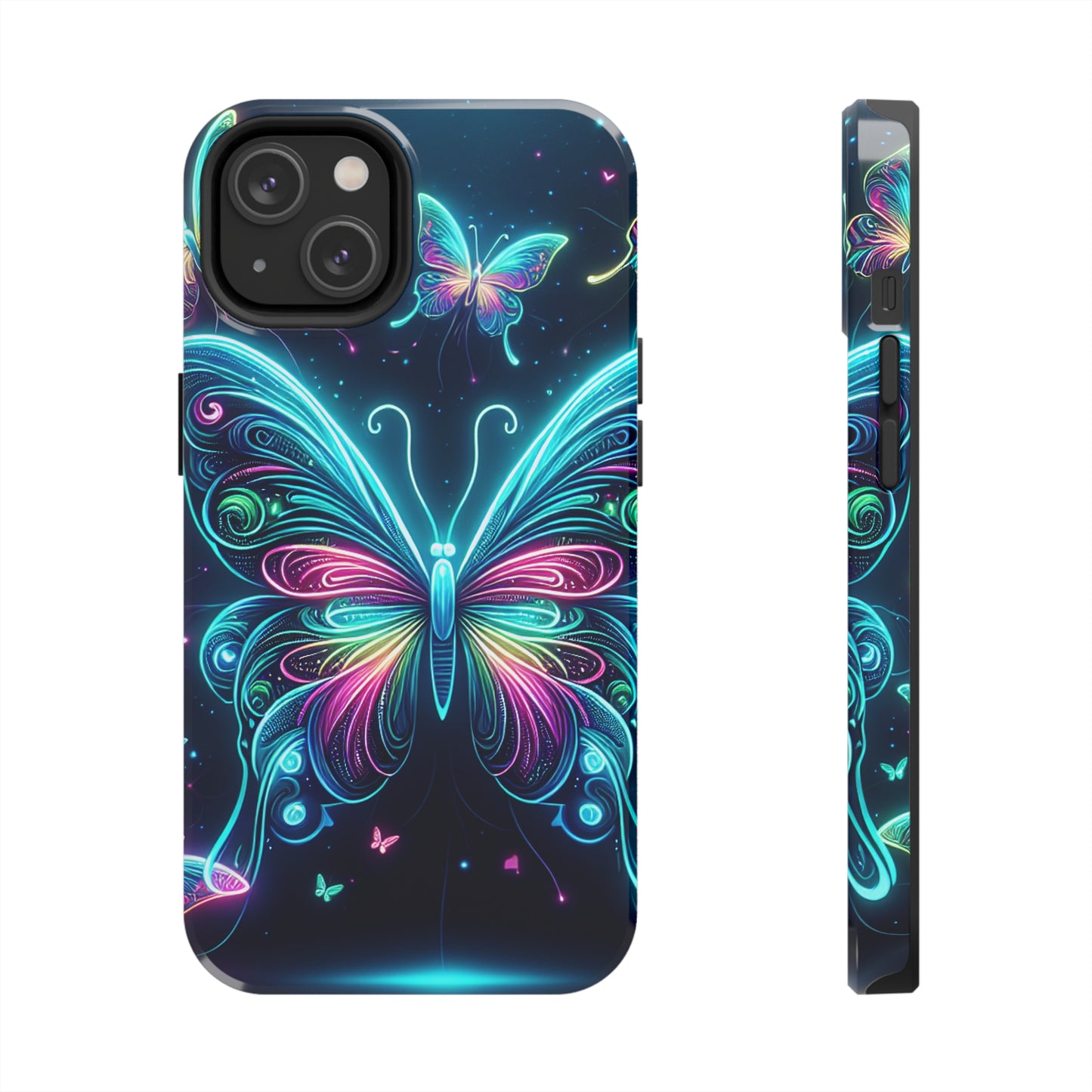 "Neon Butterfly Glo-Rama" NEON Butterflies Tough Phone Case Iphone 6 7 8 9 10 11 12 13 14 SE X XR XS Pro Max Mini Plus