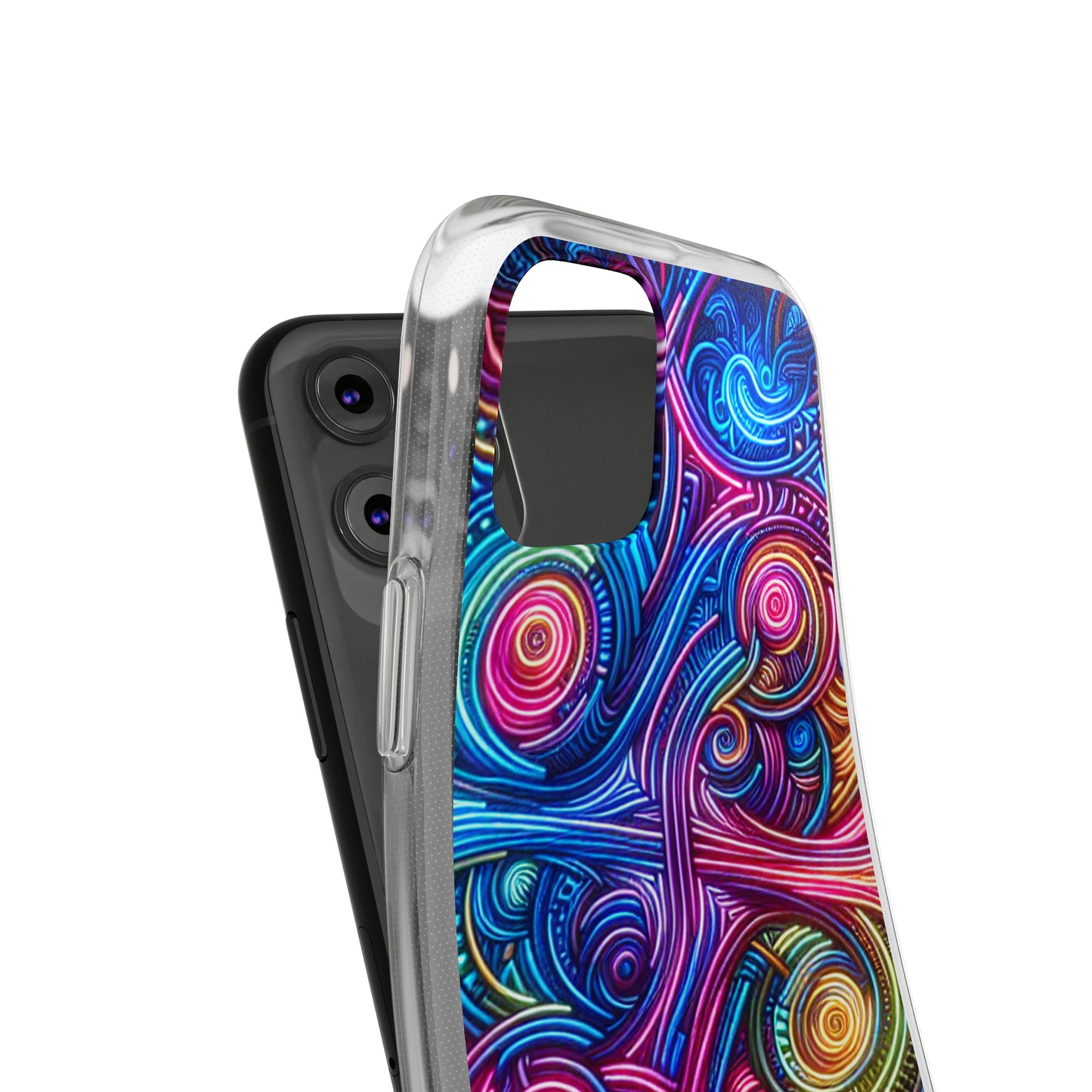 Vibrant Trippy Neon Infinity Ripples. Infinity Patterns Art Polycarbonate Phone Case Samsung Galaxy s21 s22 Google Pixel 6 Iphone 11 12 13 14 Pro Max Mini Plus