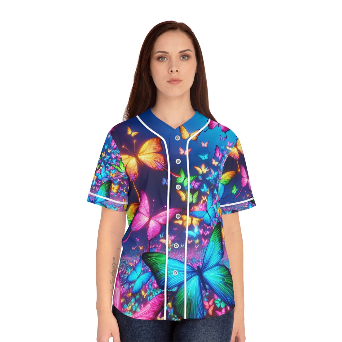 Neon Flutterbubbles. Neon Butterflies Womans Jersey