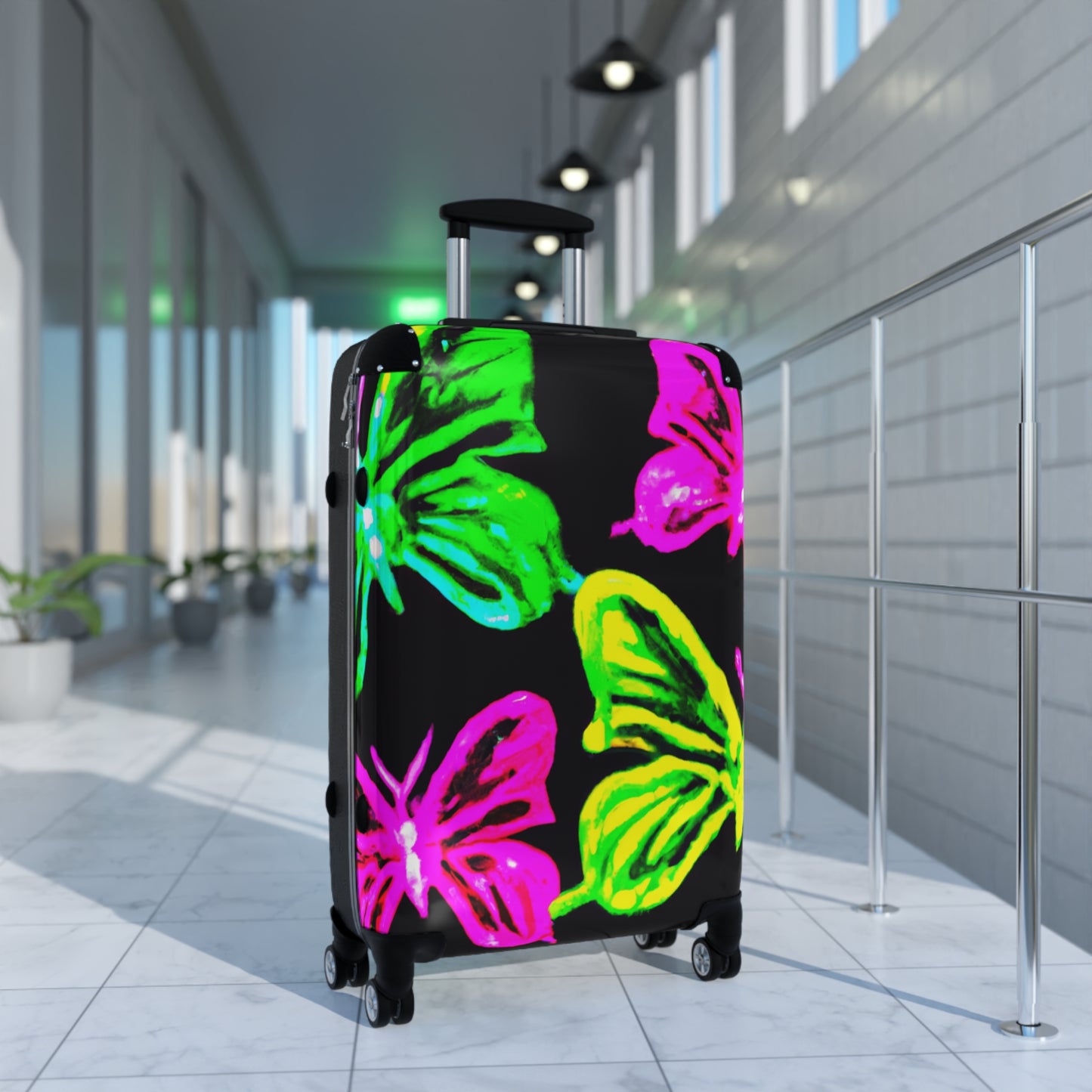 'Glowy Rainbow Awakening' - Neon Butterflies  Suitcase