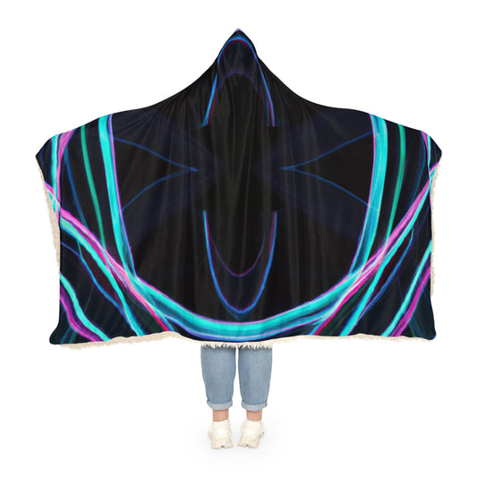 "Infinite Vibrancy" - NEON Infinity Patterns Art Hooded Snuggle Blanket