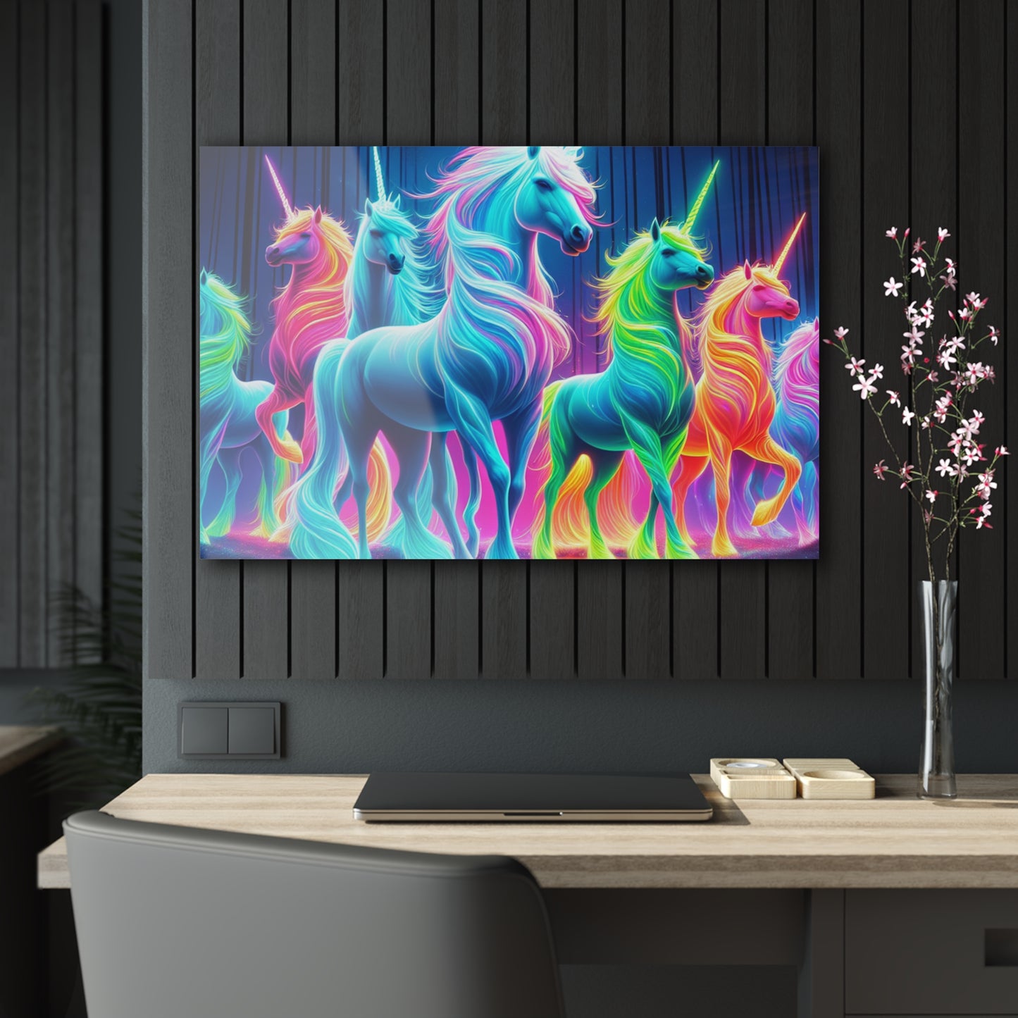 Neon Mystical Unicorns NEON Unocrons Art 1/4" Glossy Acrylic Art