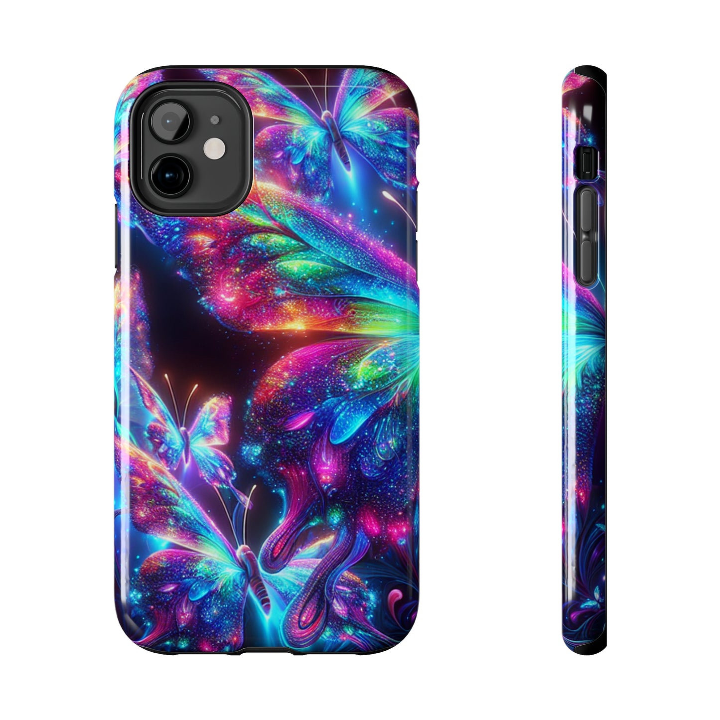 "Butterfly Prism Eruption" NEON Butterflies Tough Phone Case