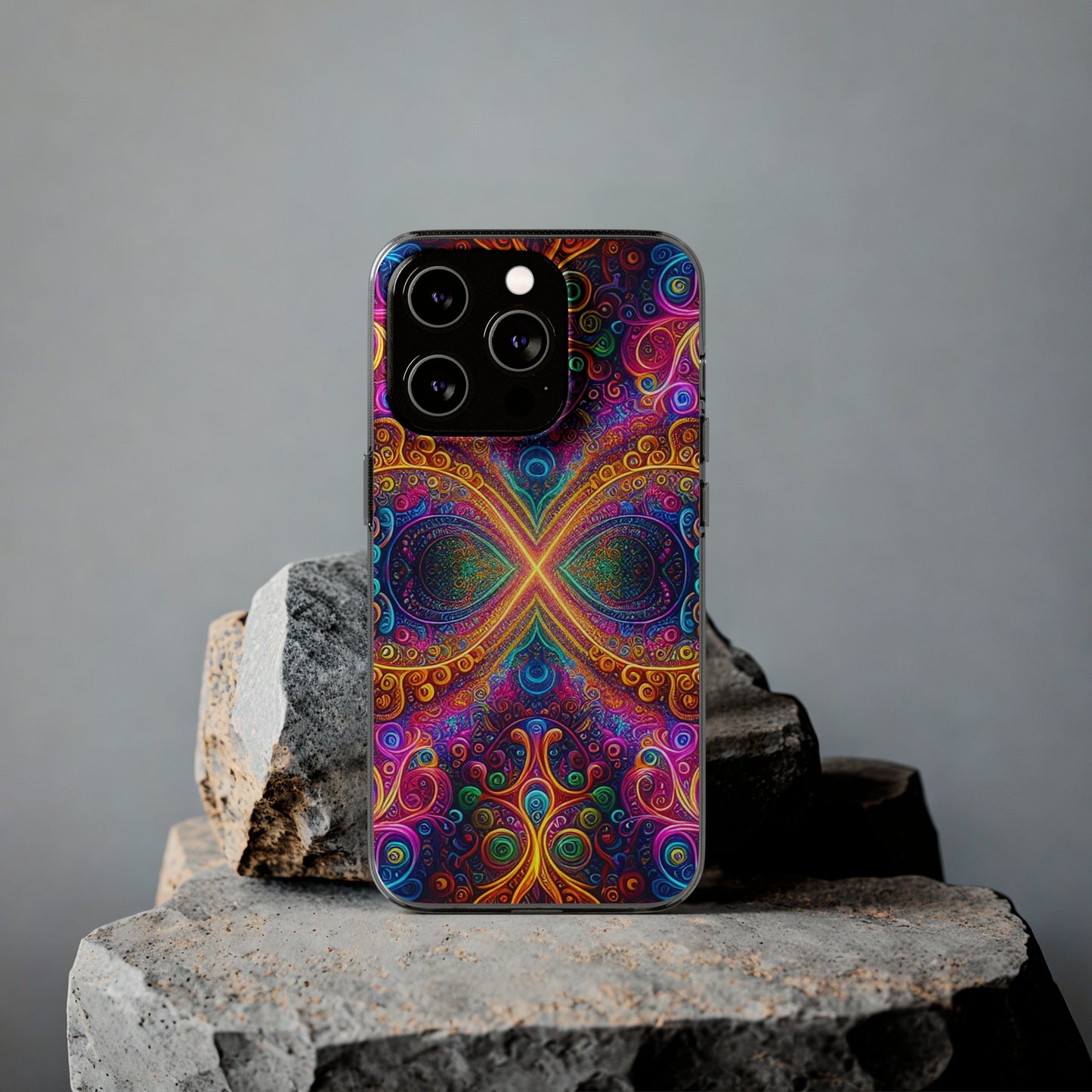 Vibrant Trippy Neon Infinity Swirls Infinity Patterns Art Polycarbonate Phone Case