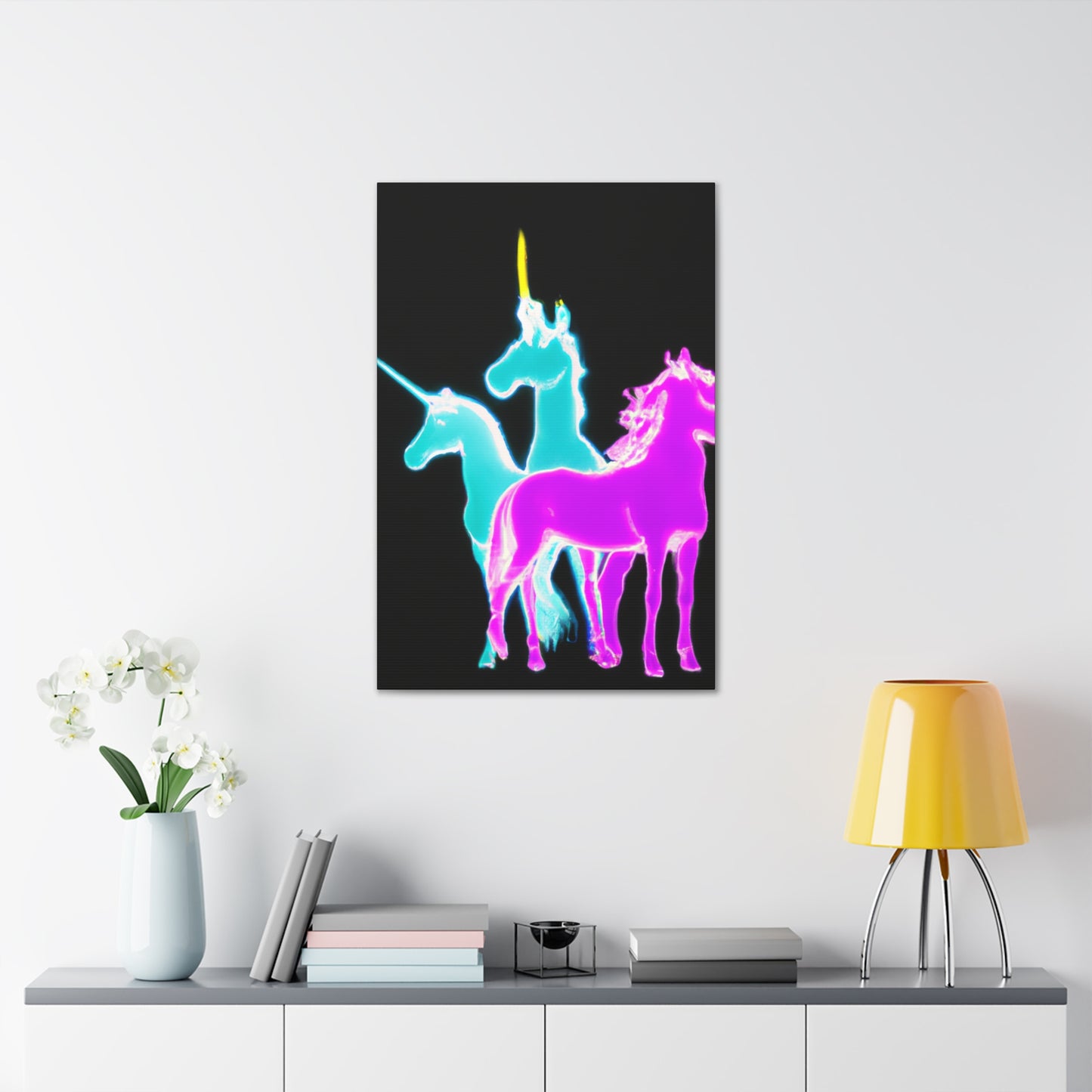 "Neonicorn Symphony" NEON Unicorns Art Canvas