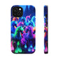 "Neon Fantasyland" Neon Unicorns Premium Art Magsafe Magnet Tough IPhone 13 14 15 Pro Plus Max and Mini in Matte and Glossy Phone cases