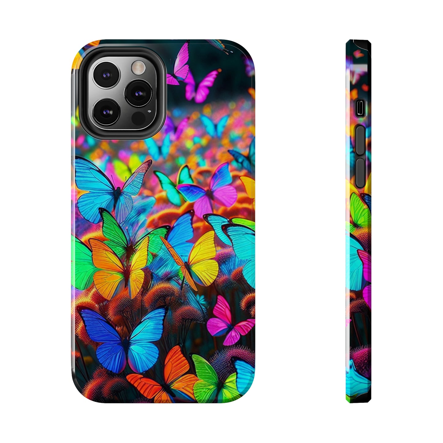 "Neon Butterfly Mural" NEON Butterflies Tough Phone Case Iphone 6 7 8 9 10 11 12 13 14 SE X XR XS Pro Max Mini Plus