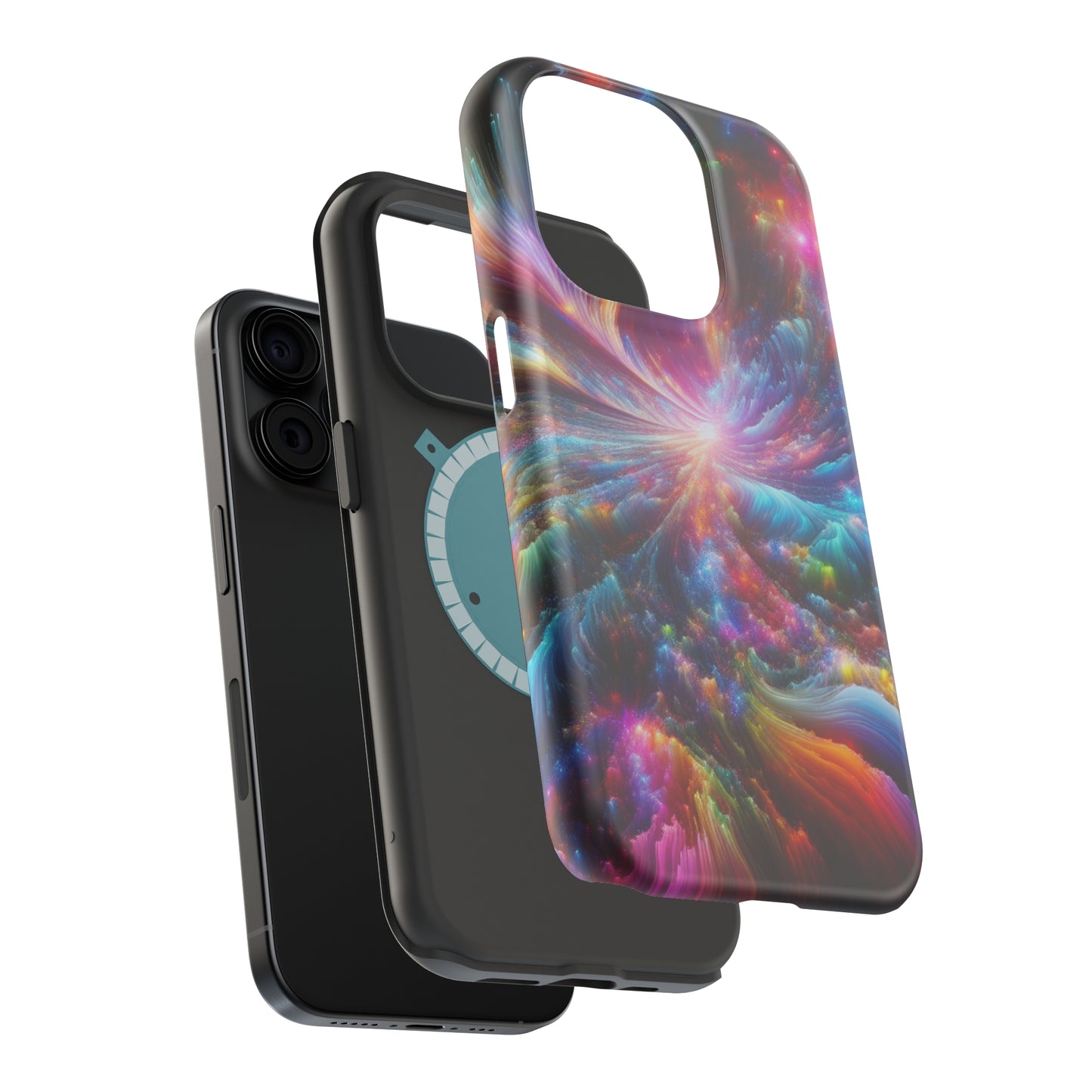 Neon Infinity Chromadrift. Neon Trippy Infinity Patterns Premium Art Magsafe Magnet Tough IPhone 13 14 15 Pro Plus Max and Mini in Matte and Glossy Phone cases