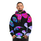 "Neon Fantasy Garden" - Butterflies & Mushrooms AOP Hoodie