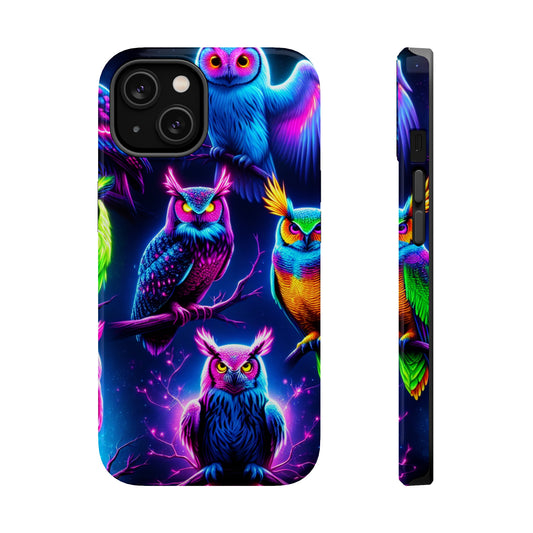 Neon Owlfection. Neon Owls Premium Art Magsafe Magnet Tough IPhone 13 14 15 Pro Plus Max and Mini in Matte and Glossy Phone cases