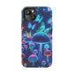 Neon Glitterbug Heaven. Neon Butterflies and Mushrooms Premium Art Magsafe Magnet Tough IPhone 13 14 15 Pro Plus Max and Mini in Matte and Glossy Phone cases