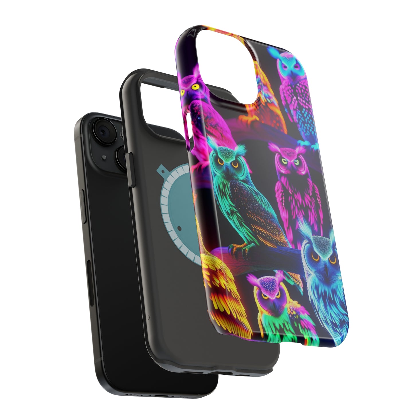 Neon Night Owls. Neon Owls Premium Art Magsafe Magnet Tough IPhone 13 14 15 Pro Plus Max and Mini in Matte and Glossy Phone cases