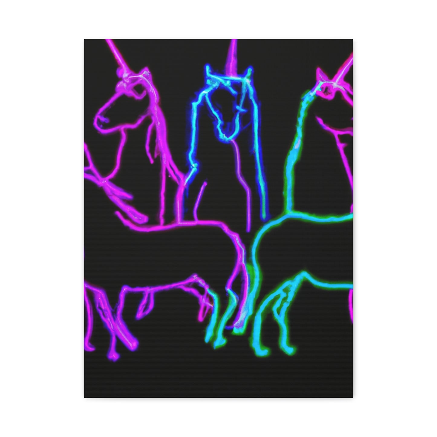 Vibrant Neon Unicornscape. NEON Unicorns Art Canvas