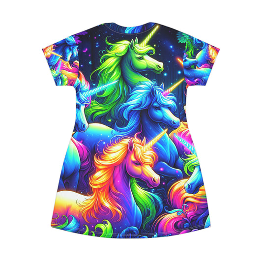 Neon Unicorn Groove. Neon Unicorns Womans T Shirt Dress