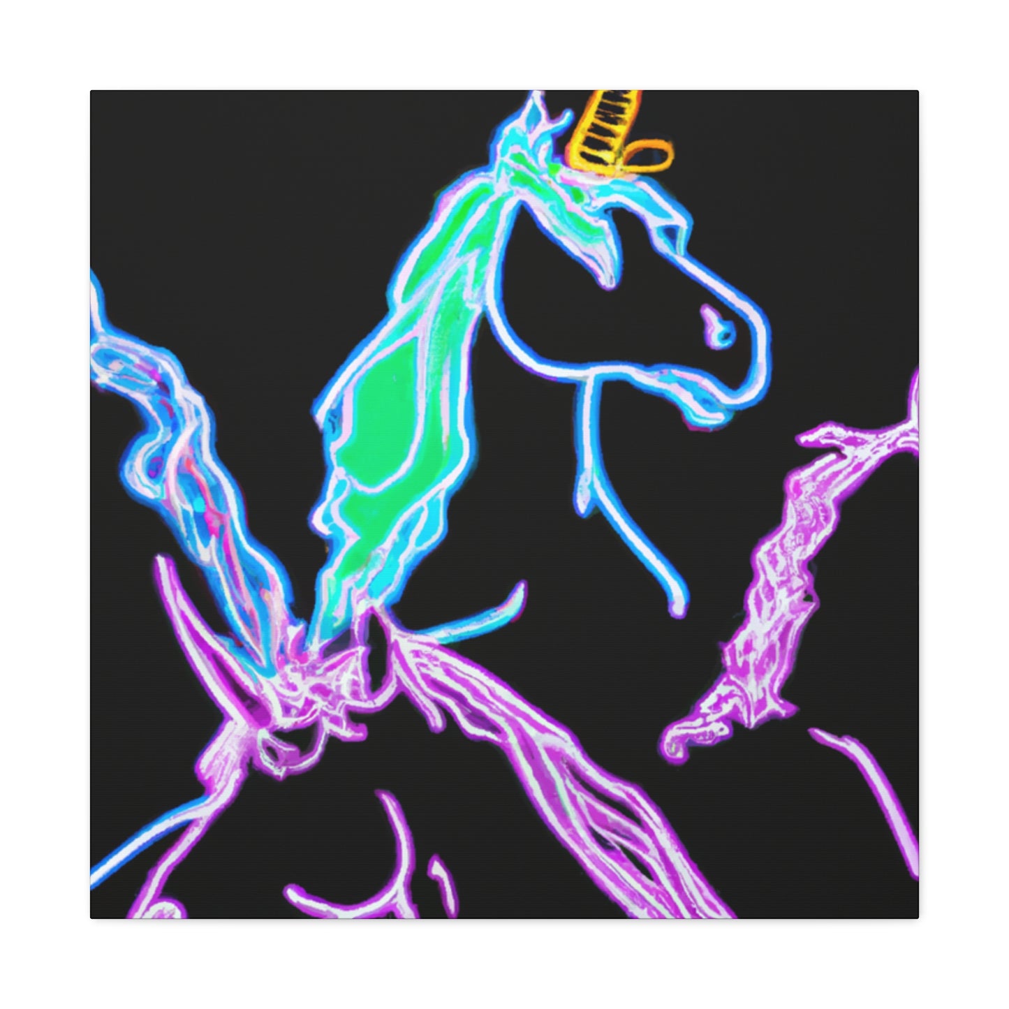 "Galactic Shebang of Neon Unicorns" NEON Unicorns Art Canvas