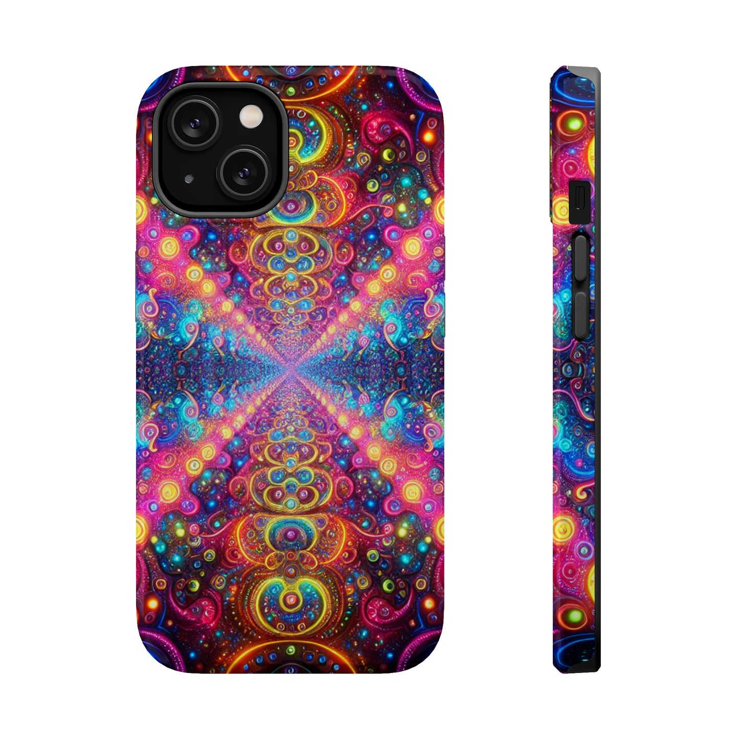 Neon Infinity Oasis Neon Trippy Infinity Patterns Premium Art Magsafe Magnet Tough IPhone 13 14 15 Pro Plus Max and Mini in Matte and Glossy Phone cases