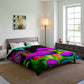 "Neon Rainforest Symphony" Butterflies & Mushrooms Comforter Blanket