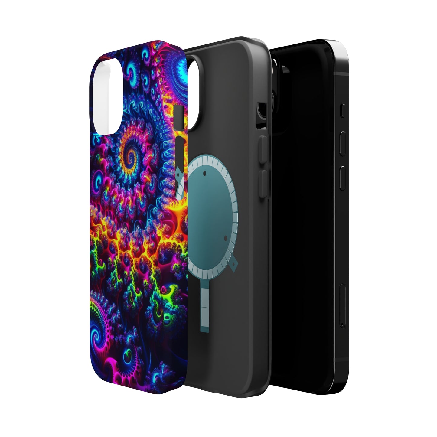 Twilight Infinyscape Neon Trippy Infinity Patterns Premium Art Magsafe Magnet Tough IPhone 13 14 15 Pro Plus Max and Mini in Matte and Glossy Phone cases