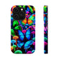 "Fantastic Fruition" Neon Butterflies and Mushrooms Premium Art Magsafe Magnet Tough IPhone 13 14 15 Pro Plus Max and Mini in Matte and Glossy Phone cases