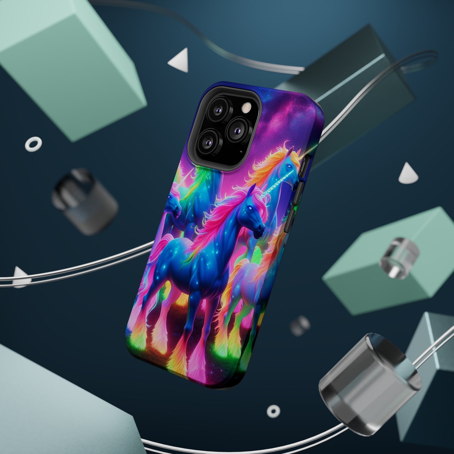 Neon Unicorn Congregation Neon Unicorns Premium Art Magsafe Magnet Tough IPhone 13 14 15 Pro Plus Max and Mini in Matte and Glossy Phone cases
