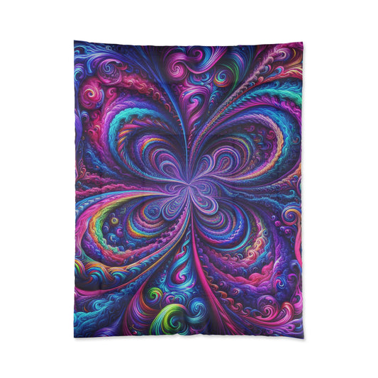 Trancendent Trippin' Neon Infinity Swirls. Trippy Infinity Patterns Comforter Blanket