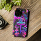 "Neon Gloomsprite Dance" Neon Butterflies and Mushrooms Premium Art Magsafe Magnet Tough IPhone 13 14 15 Pro Plus Max and Mini in Matte and Glossy Phone cases