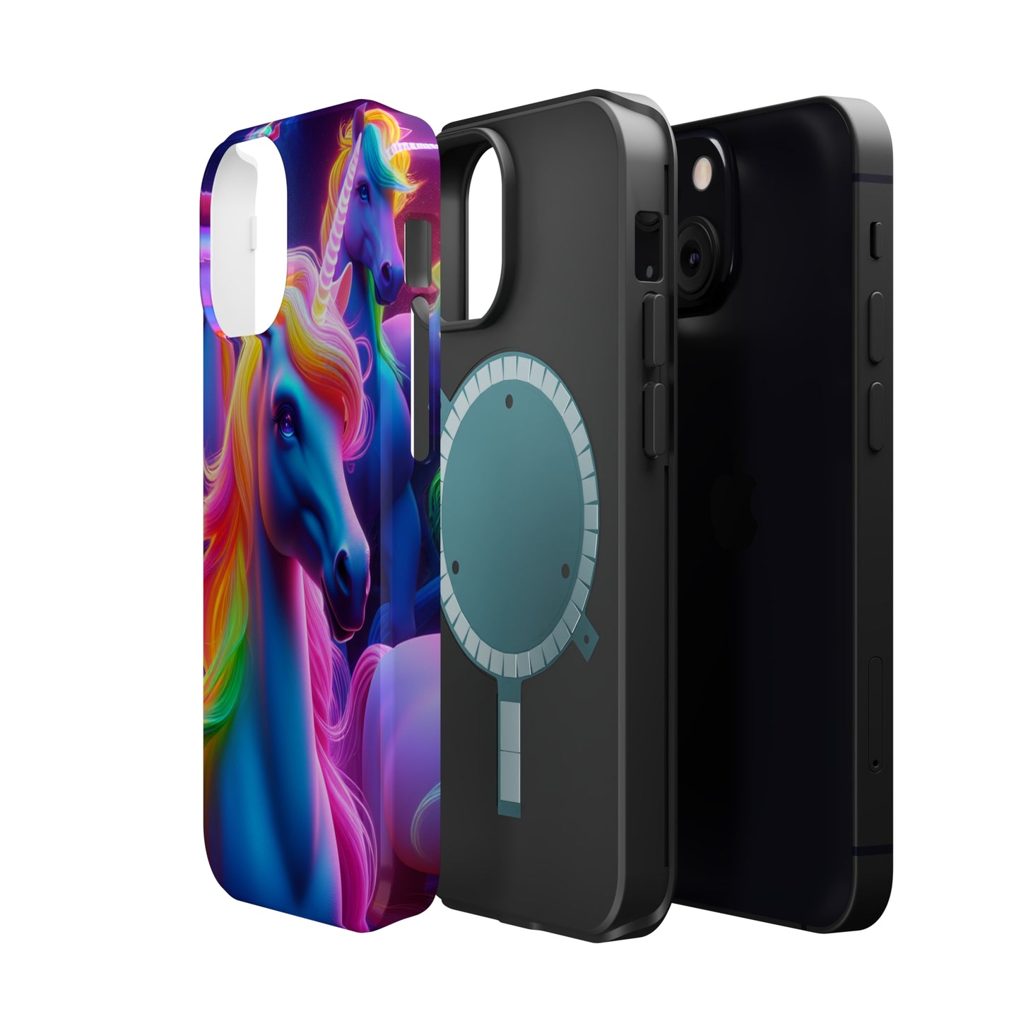 Neon Nighthorn Pride Neon Unicorns Premium Art Magsafe Magnet Tough IPhone 13 14 15 Pro Plus Max and Mini in Matte and Glossy Phone cases